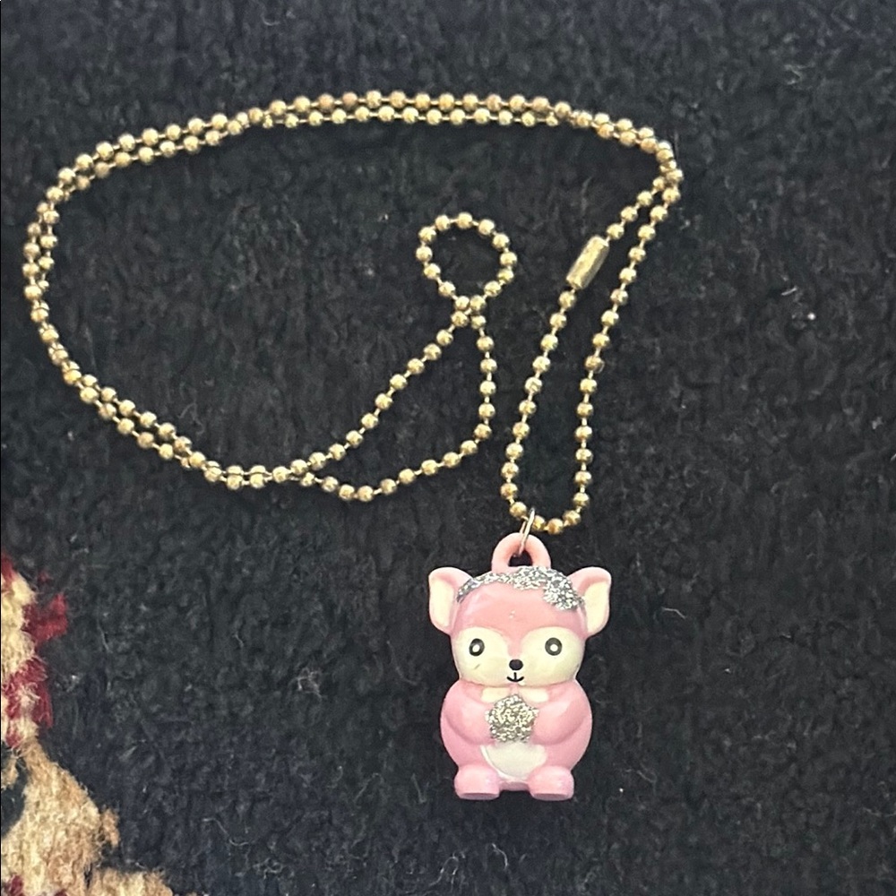 Pink Mouse Pendant Necklace for Kids
